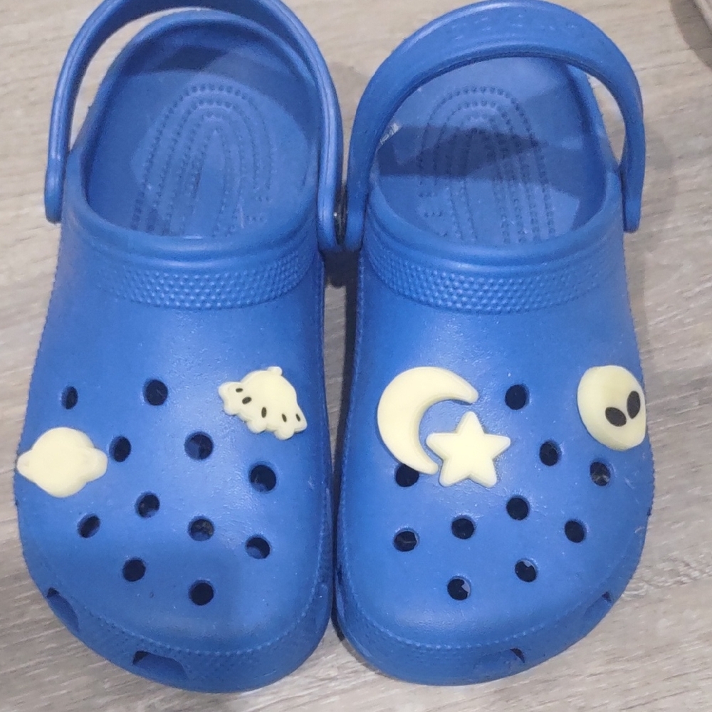 CROCS Blue Kids Sandals with Glow In The Dark Space Charms